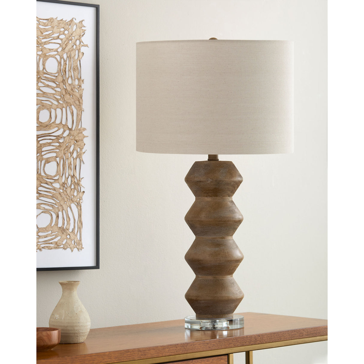   Modern European furniture -  Geometrical Base Linen Table Lamp - www.oroa.com | Oroa.com