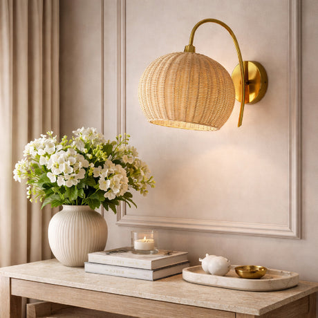   Modern European furniture - Round Rattan Wall Lamp - www.oroa.com | Oroa.com