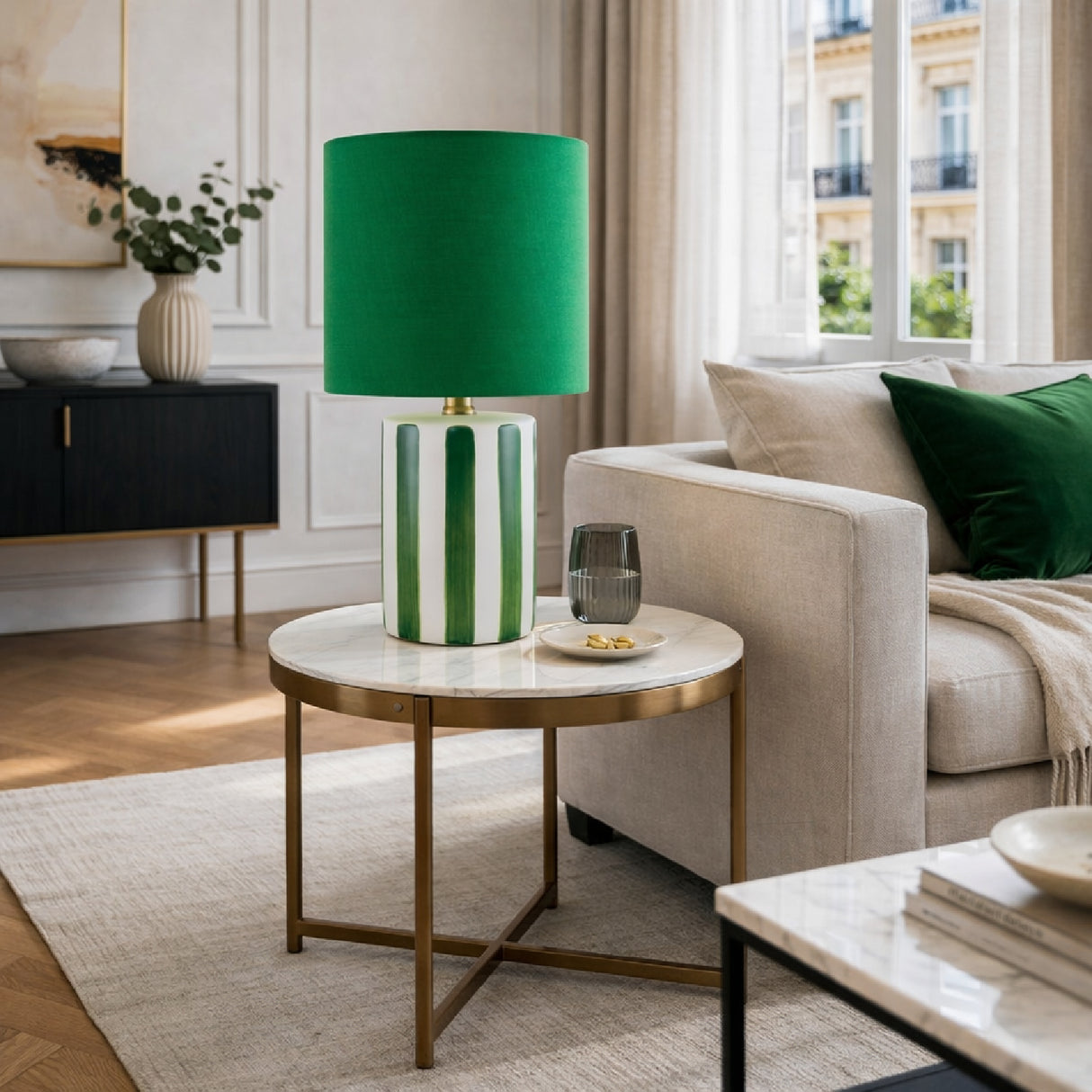   Modern European furniture - Striped Ceramic Linen Table Lamp - www.oroa.com | Oroa.com