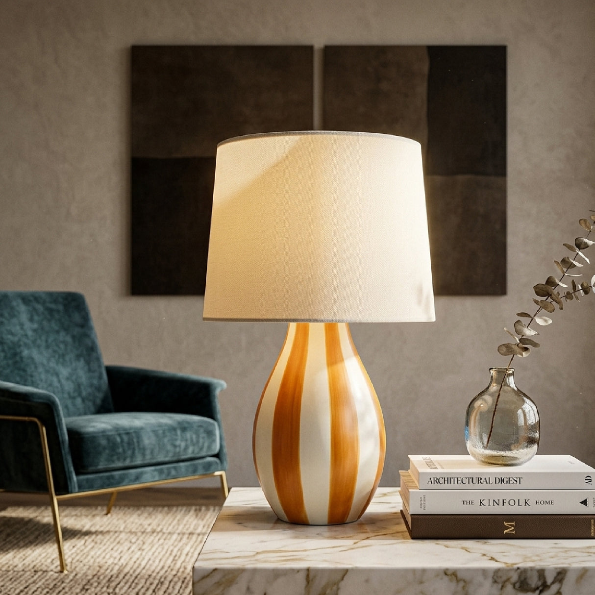   Modern European furniture - Hand-painted Striped Ceramic Table Lamp - www.oroa.com | Oroa.com