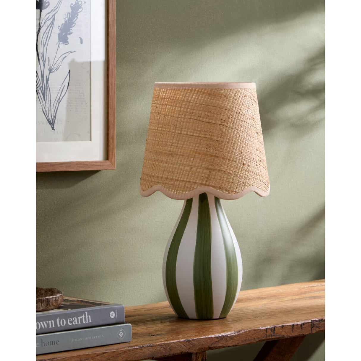   Modern European furniture - Striped Ceramic Seagrass Table Lamp - www.oroa.com | Oroa.com