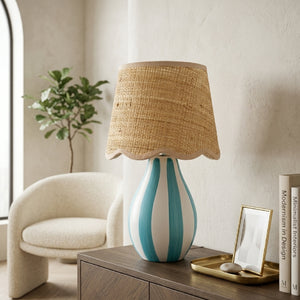   Modern European furniture - Striped Ceramic Seagrass Table Lamp - www.oroa.com | Oroa.com