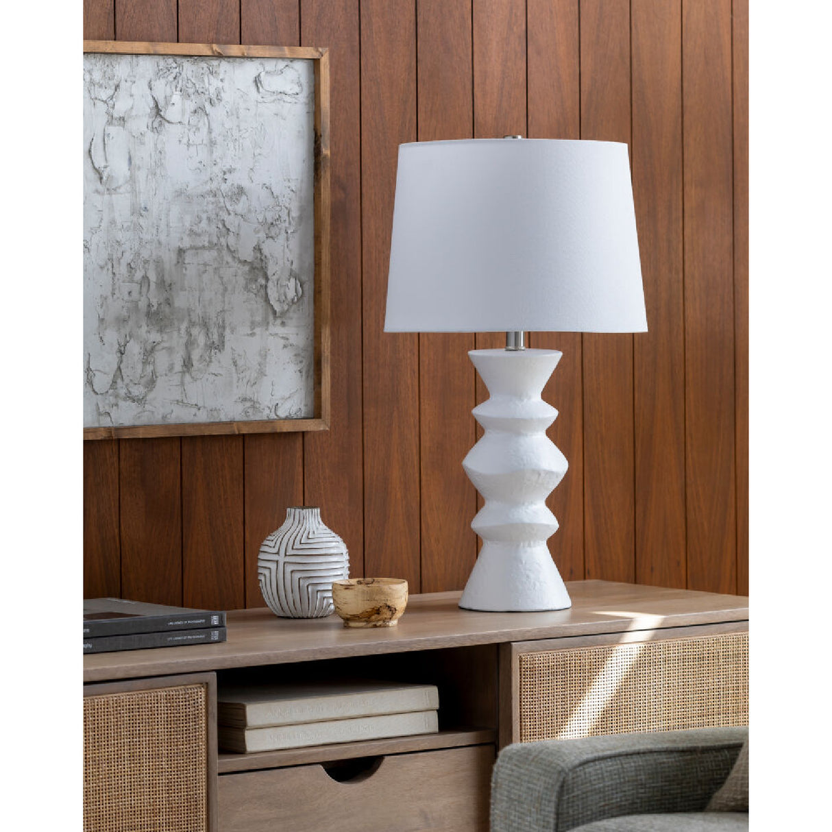   White Ceramic Sculpted Table Lamp | Oroa.com