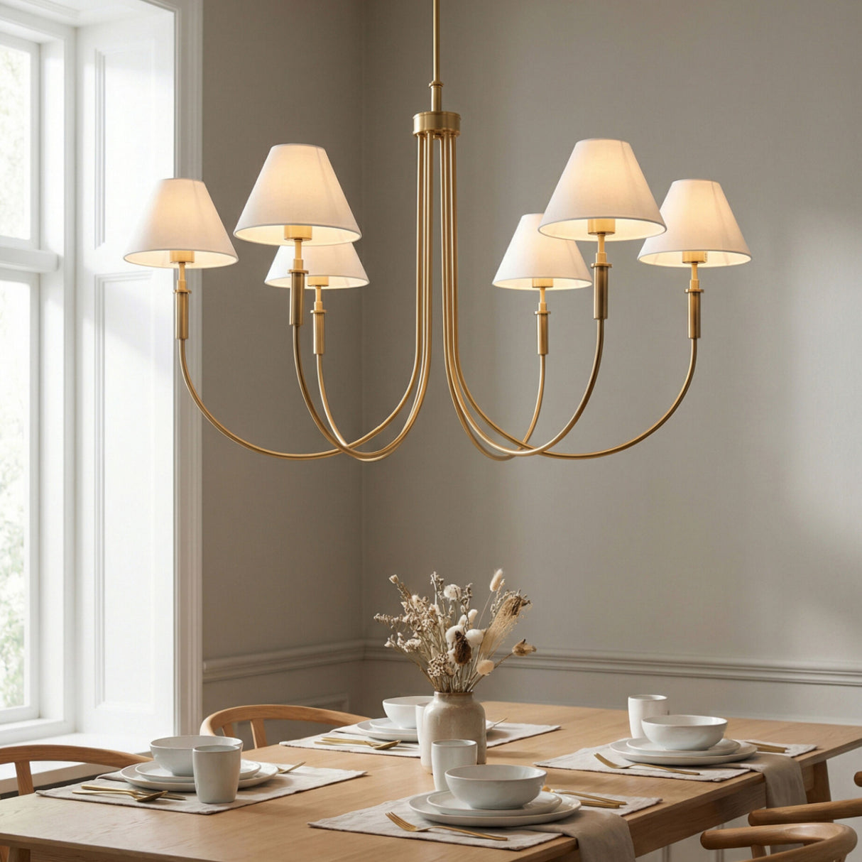   Modern European furniture - Linen Shade 6-Light Chandelier - www.oroa.com | Oroa.com