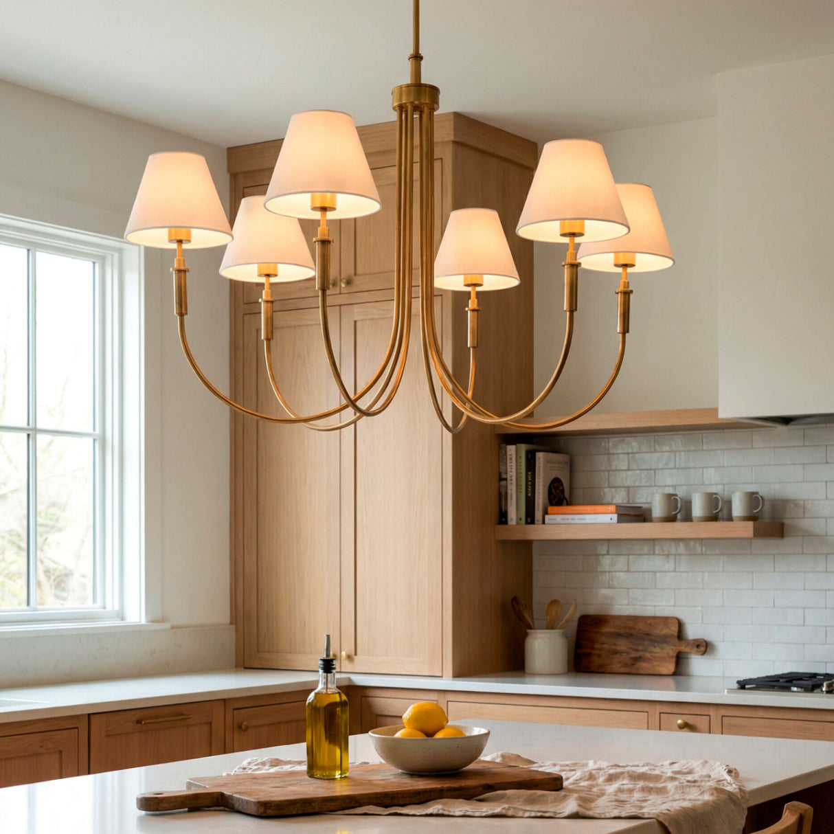   Modern European furniture - Linen Shade 6-Light Chandelier - www.oroa.com | Oroa.com