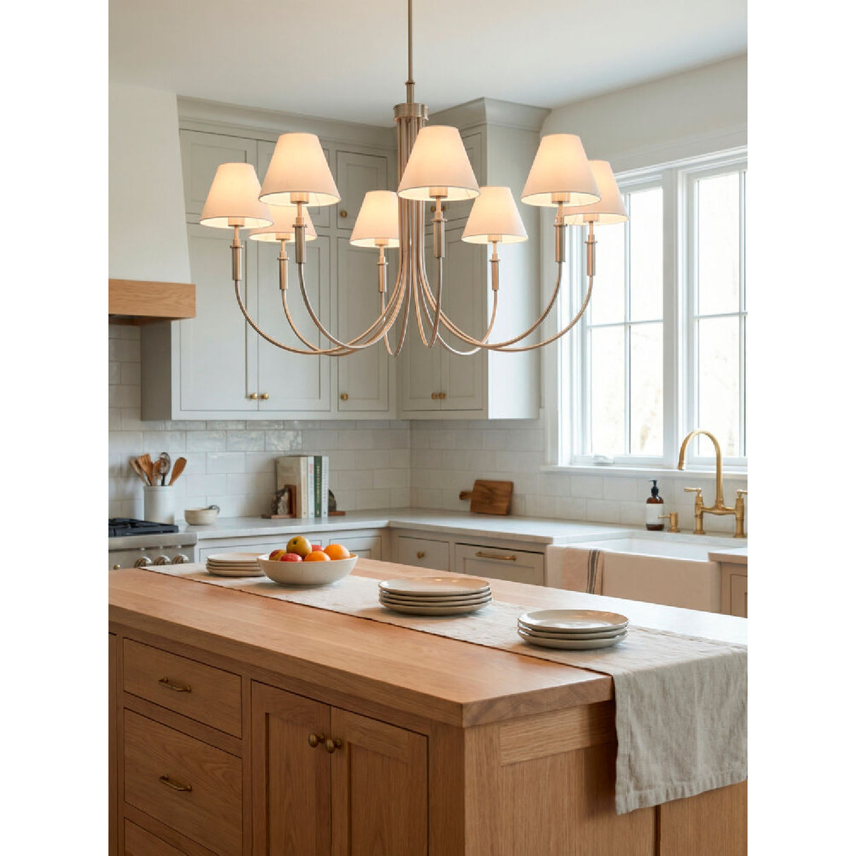   Modern European furniture - Linen Shade 8-Light Chandelier - www.oroa.com | Oroa.com