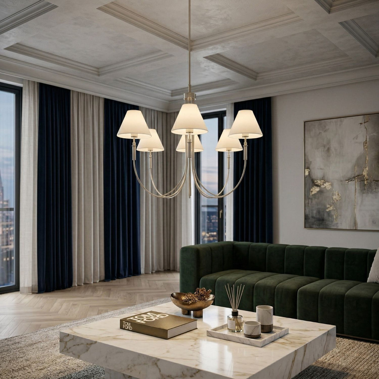   Modern European furniture - Linen Shade 8-Light Chandelier - www.oroa.com | Oroa.com