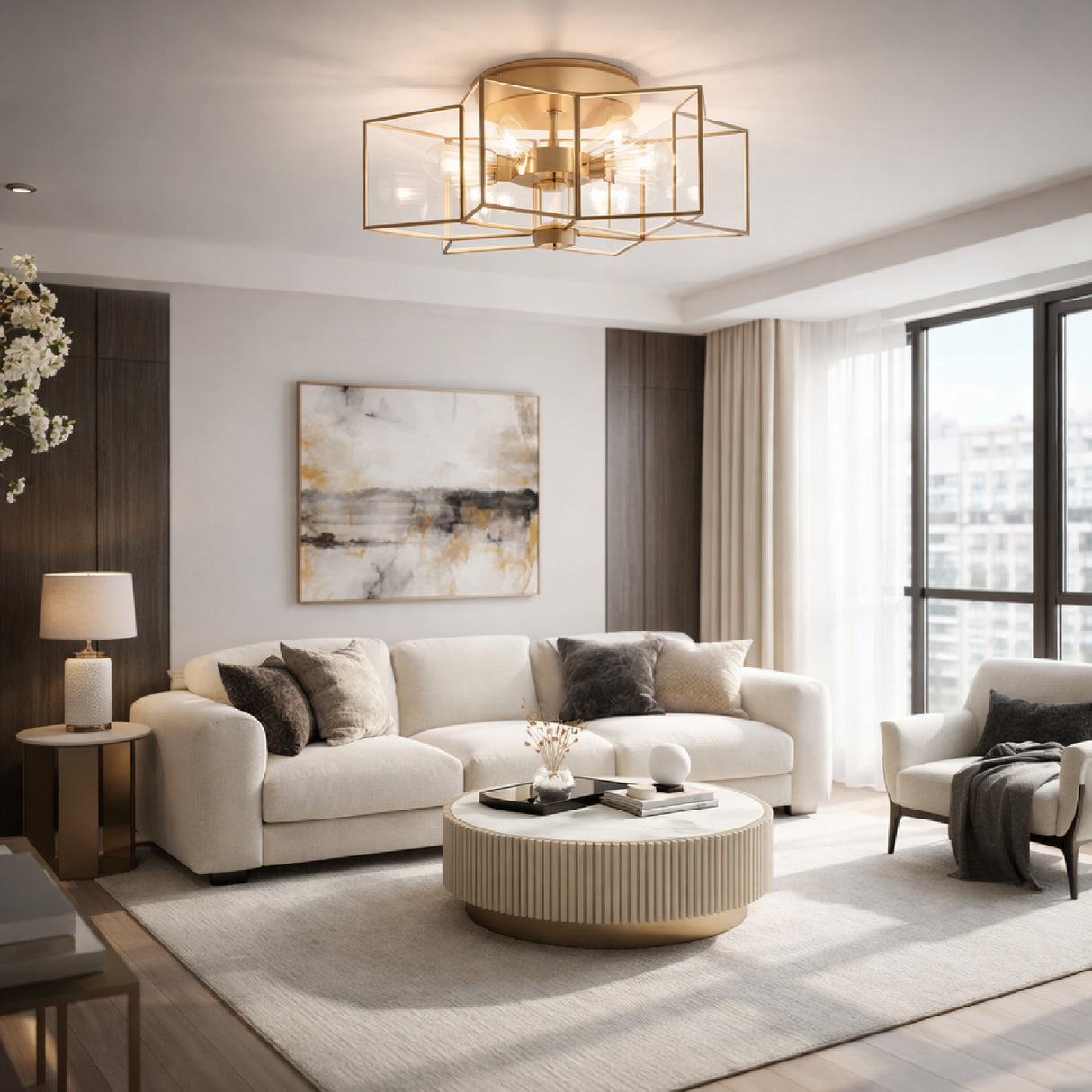   Iron-Framed Glass Ceiling Lamp | Oroa.com