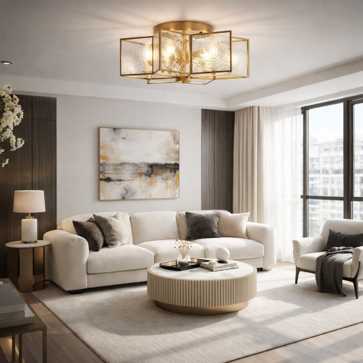   Iron-Framed Frosted Glass Ceiling Lamp | Oroa.com