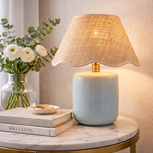   Modern European furniture - Scalloped Edge Seagrass Table Lamp - www.oroa.com | Oroa.com