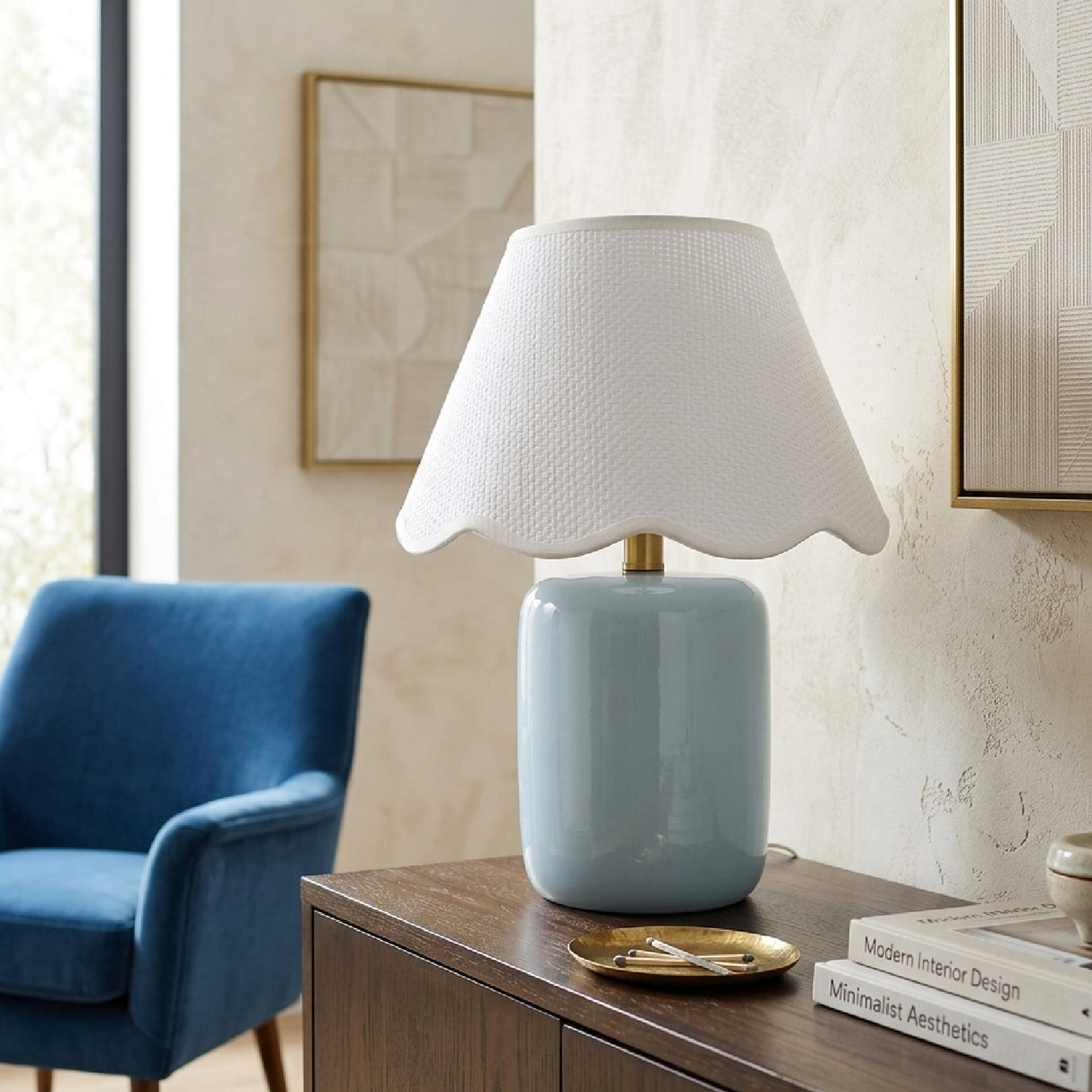   Modern European furniture - Scalloped Seagrass Ceramic Table Lamp - www.oroa.com | Oroa.com