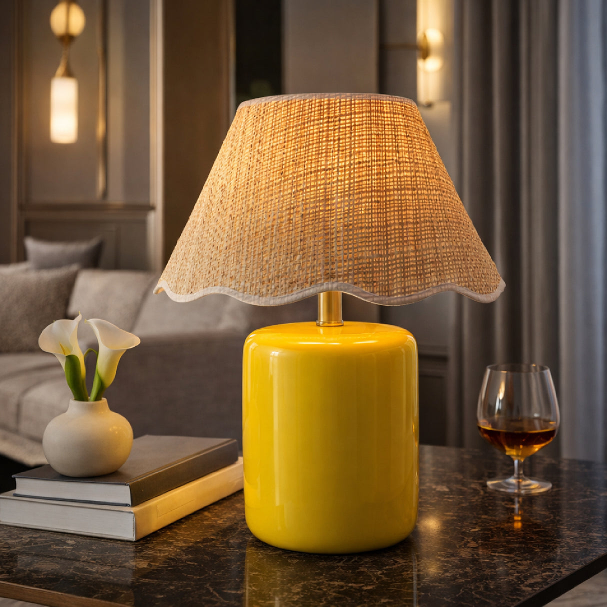   Modern European furniture - Scalloped Edge Seagrass Table Lamp - www.oroa.com | Oroa.com