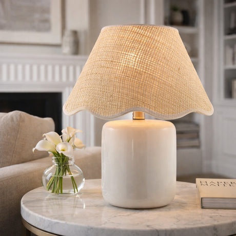   Modern European furniture - Scalloped Edge Seagrass Table Lamp - www.oroa.com | Oroa.com