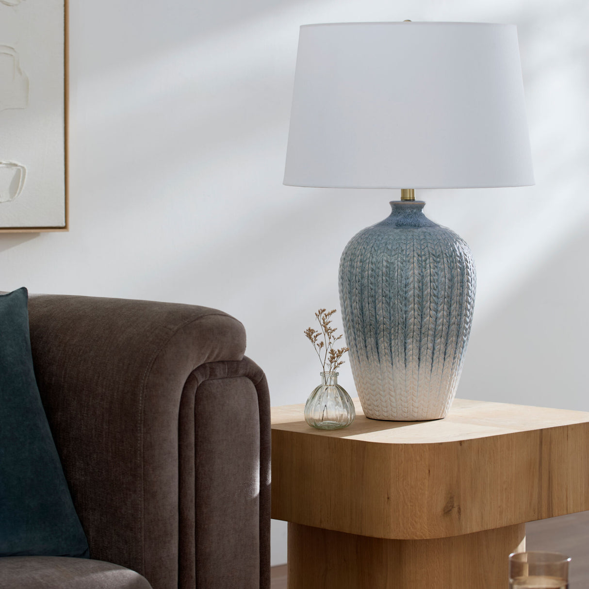   Modern European furniture - Two-Toned  Blue Ceramic Table Lamp - www.oroa.com | Oroa.com