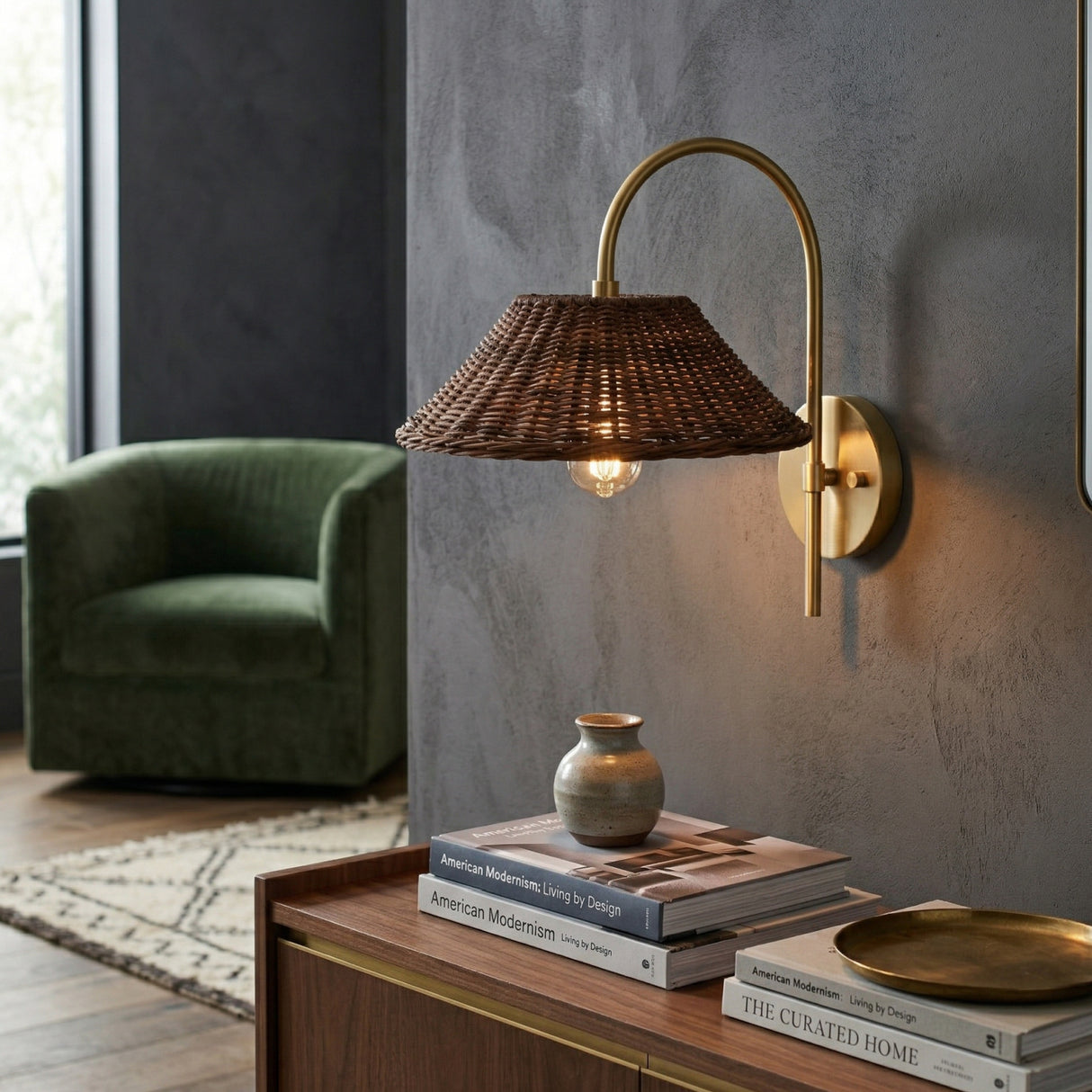   Modern European furniture - Brown Rattan Shade Wall Lamp - www.oroa.com | Oroa.com