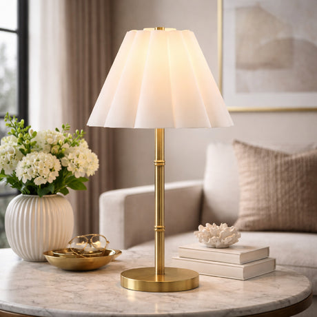   White Scalloped Linen Table Lamp | Oroa.com