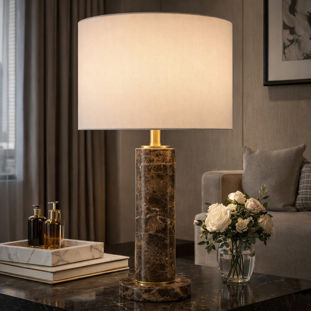   Brushed Marble Tube Table Lamp | Oroa.com