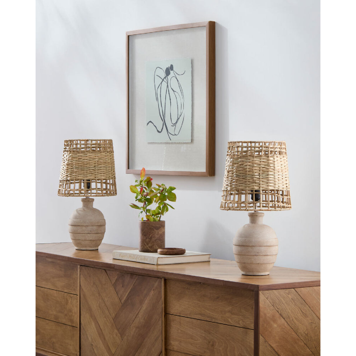   Modern European furniture -  Woven Seagrass Ceramic Table Lamps (2) - www.oroa.com | Oroa.com