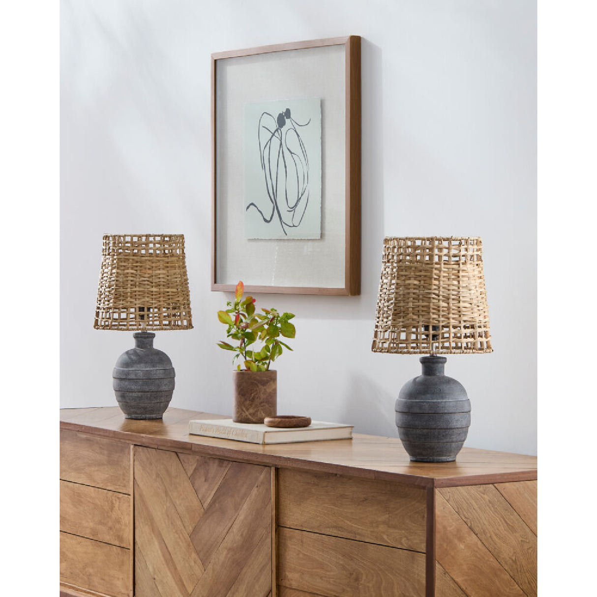   Modern European furniture -  Woven Seagrass Ceramic Table Lamps (2) - www.oroa.com | Oroa.com