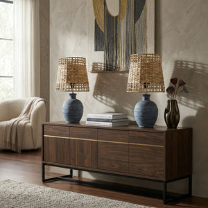   Modern European furniture -  Woven Seagrass Ceramic Table Lamps (2) - www.oroa.com | Oroa.com