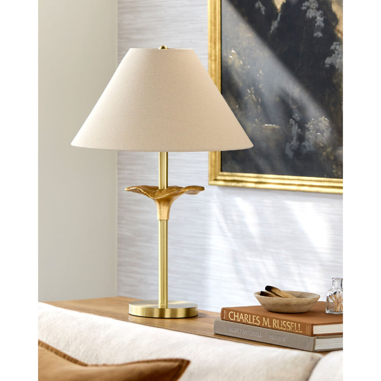   Beige Linen Empire Table Lamp | Oroa.com