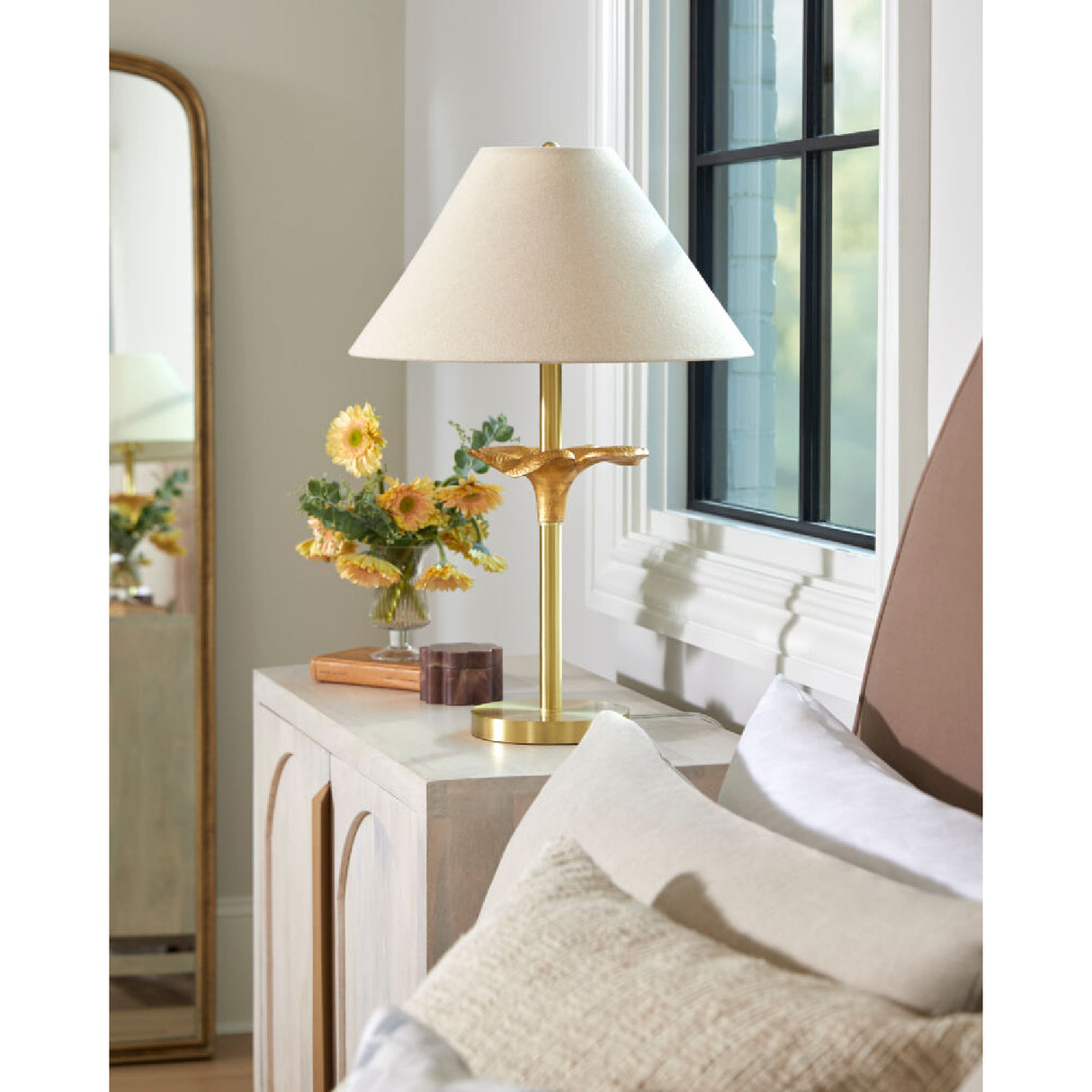   Beige Linen Empire Table Lamp | Oroa.com