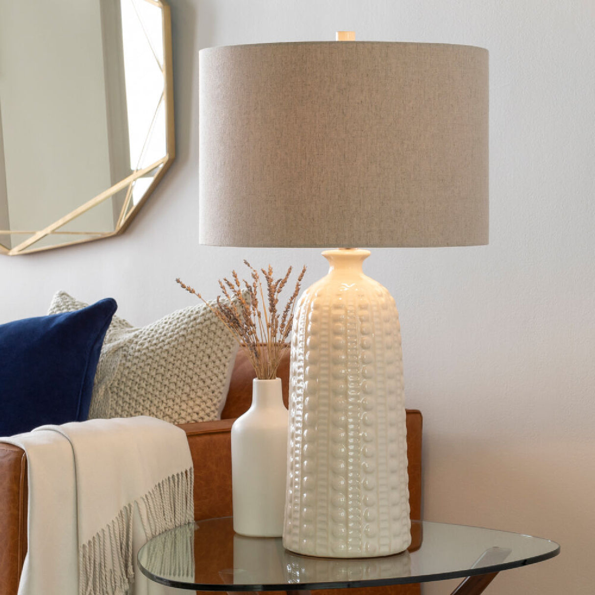   Crackle White Ceramic Table Lamp | Oroa.com