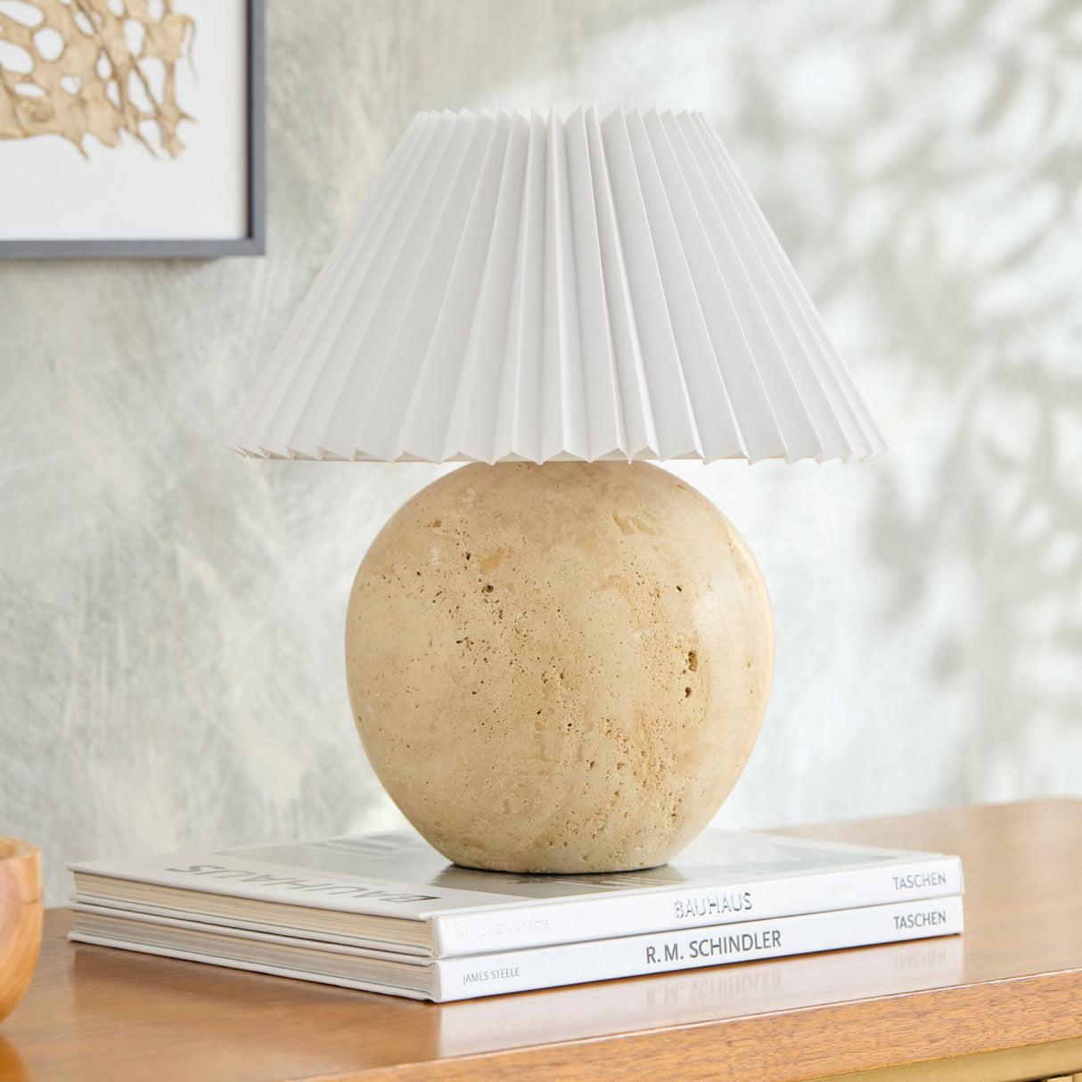   Modern European furniture - Travertine Pleated Linen Table Lamp - www.oroa.com | Oroa.com