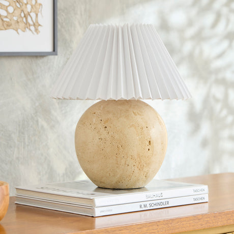   Modern European furniture - Travertine Pleated Linen Table Lamp - www.oroa.com | Oroa.com