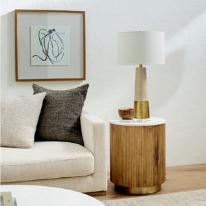   Reeded Wood Marble End Table | Oroa.com