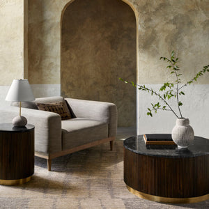   Reeded Wood Marble End Table | Oroa.com