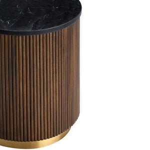   Reeded Wood Marble End Table | Oroa.com