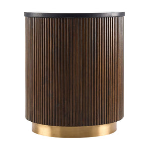   Reeded Wood Marble End Table | Oroa.com