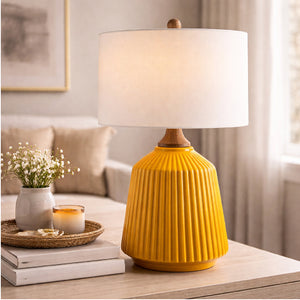   Modern European furniture - Reeded Glazed Ceramic Table Lamp - www.oroa.com | Oroa.com