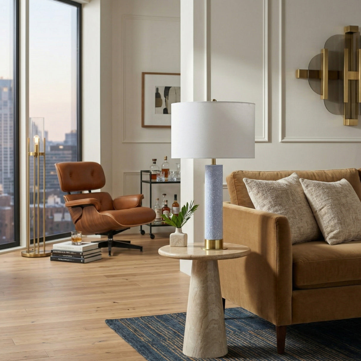   Modern European furniture - Speckled Blue Cement Table Lamp - www.oroa.com | Oroa.com