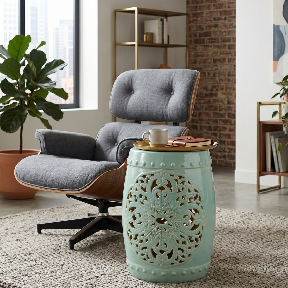   Modern European furniture - Ceramic Carved Outdoor Stool - www.oroa.com | Oroa.com