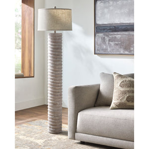   Beige Linen Accent Floor Lamp | Oroa.com