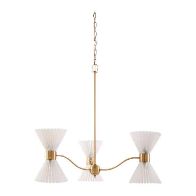 Pleated White Linen 6-Light Chandelier | Kuda Home Oran | Oroa.com