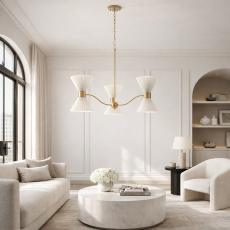   Pleated White Linen 6-Light Chandelier | Oroa.com