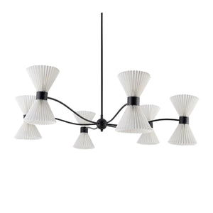   Pleated White Linen 10-Light Chandelier | Oroa.com