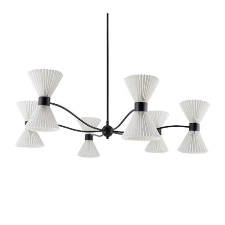   Pleated White Linen 10-Light Chandelier | Oroa.com