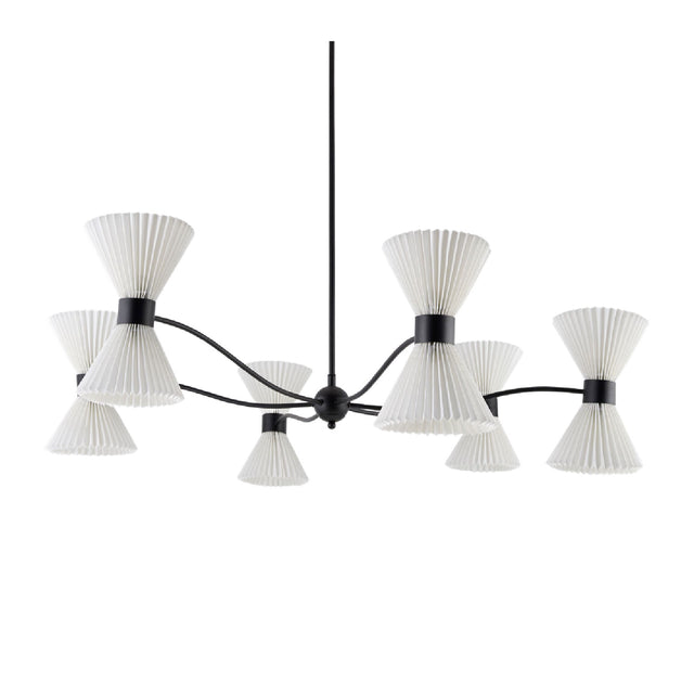 Pleated White Linen 10-Light Chandelier | Kuda Home Oran | Oroa.com