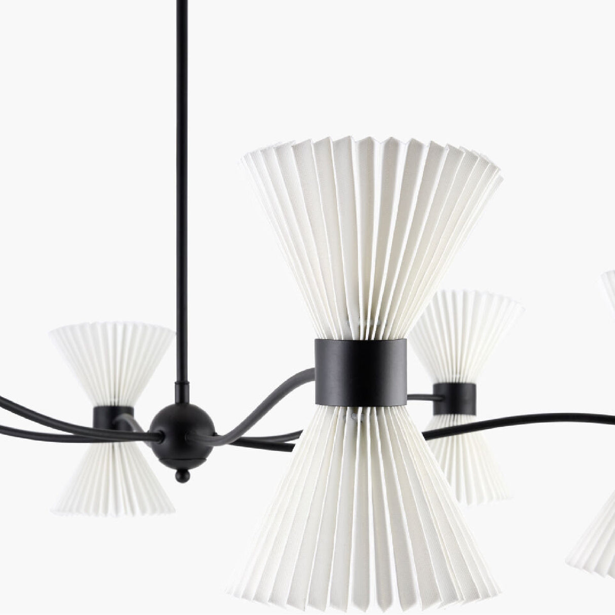   Pleated White Linen 10-Light Chandelier | Oroa.com