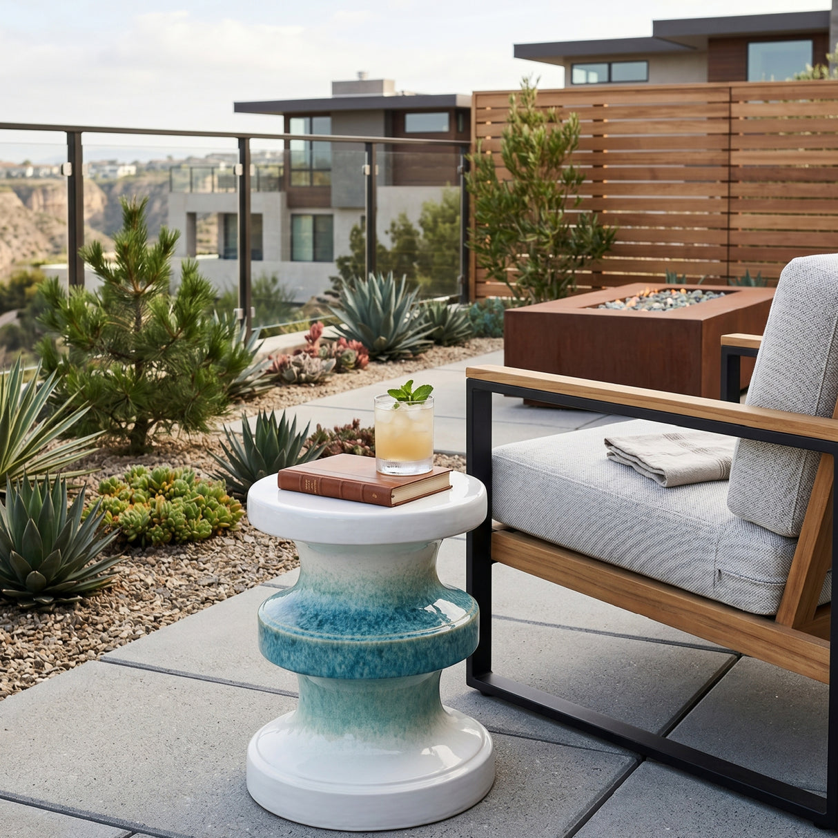   Modern European furniture - Two-Toned Layered Ceramic Garden Stool - www.oroa.com | Oroa.com