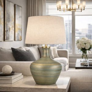   Antique Green Glass Table Lamp | Oroa.com