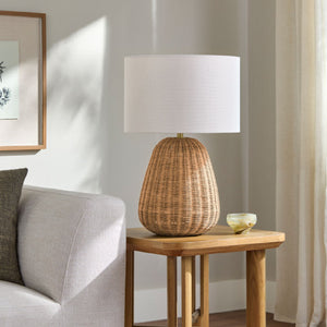   Hand-painted Rattan Linen Table Lamp | Oroa.com
