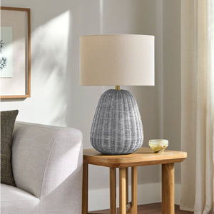   Hand-painted Rattan Linen Table Lamp | Oroa.com