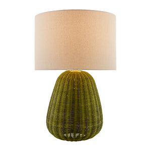   Hand-painted Rattan Linen Table Lamp | Oroa.com