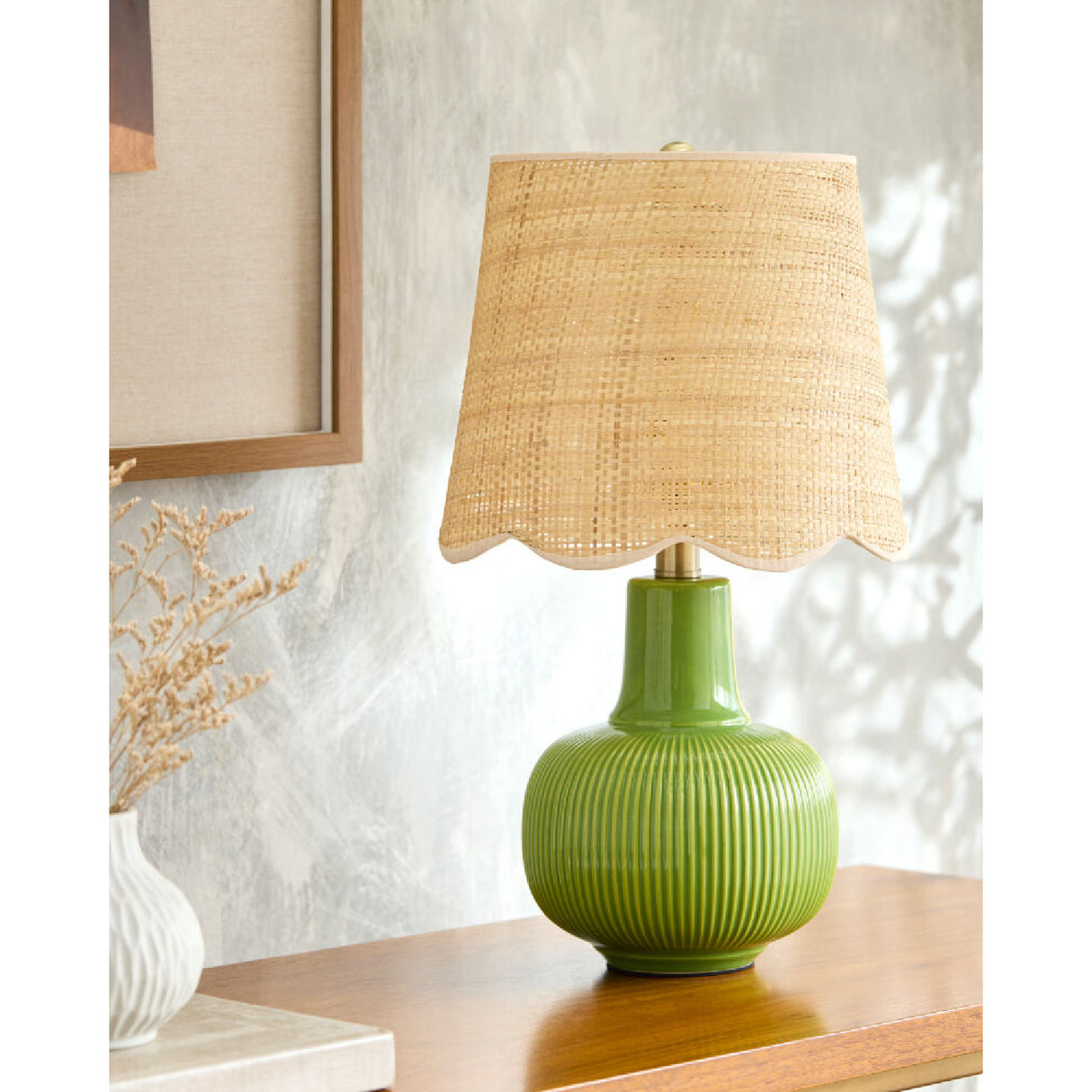   Modern European furniture - Scalloped Beige Jute Table Lamp - www.oroa.com | Oroa.com