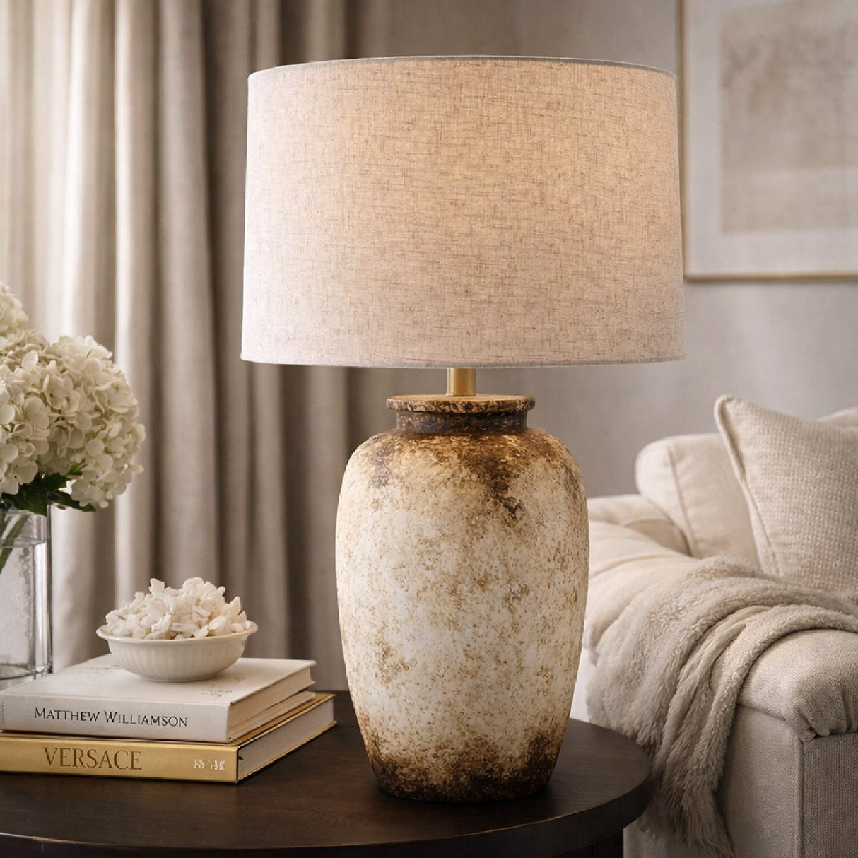   Rustic Cream Cement Table Lamp | Oroa.com